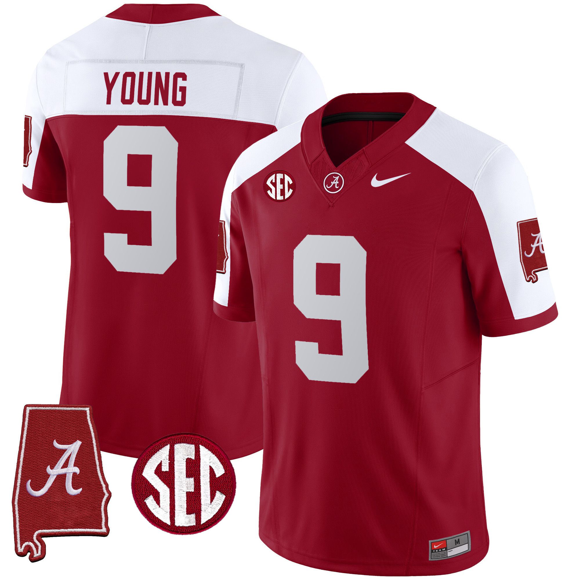 Men Alabama Crimson Tide #9 Young Red 2024 Nike Vapor Limited NCAA Jersey
